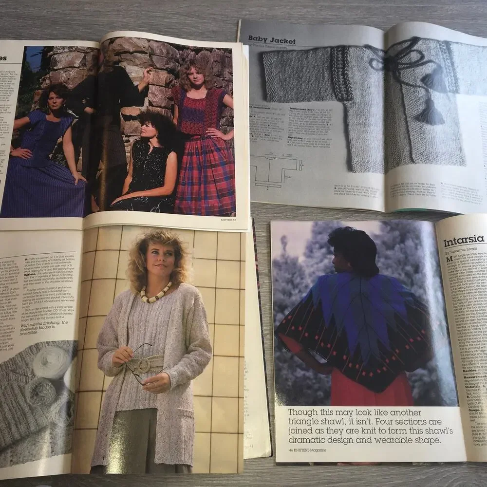 Knitter's Knitting Pattern Magazine LOT OF 6 Sweater Shawl Afghan Handmade 80s